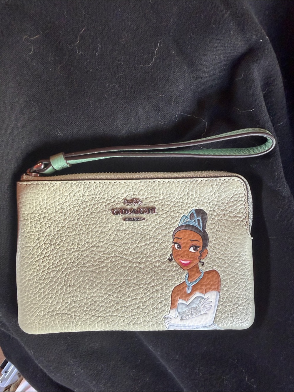 Coach Cream Leather Wristlet with Princess Illustration